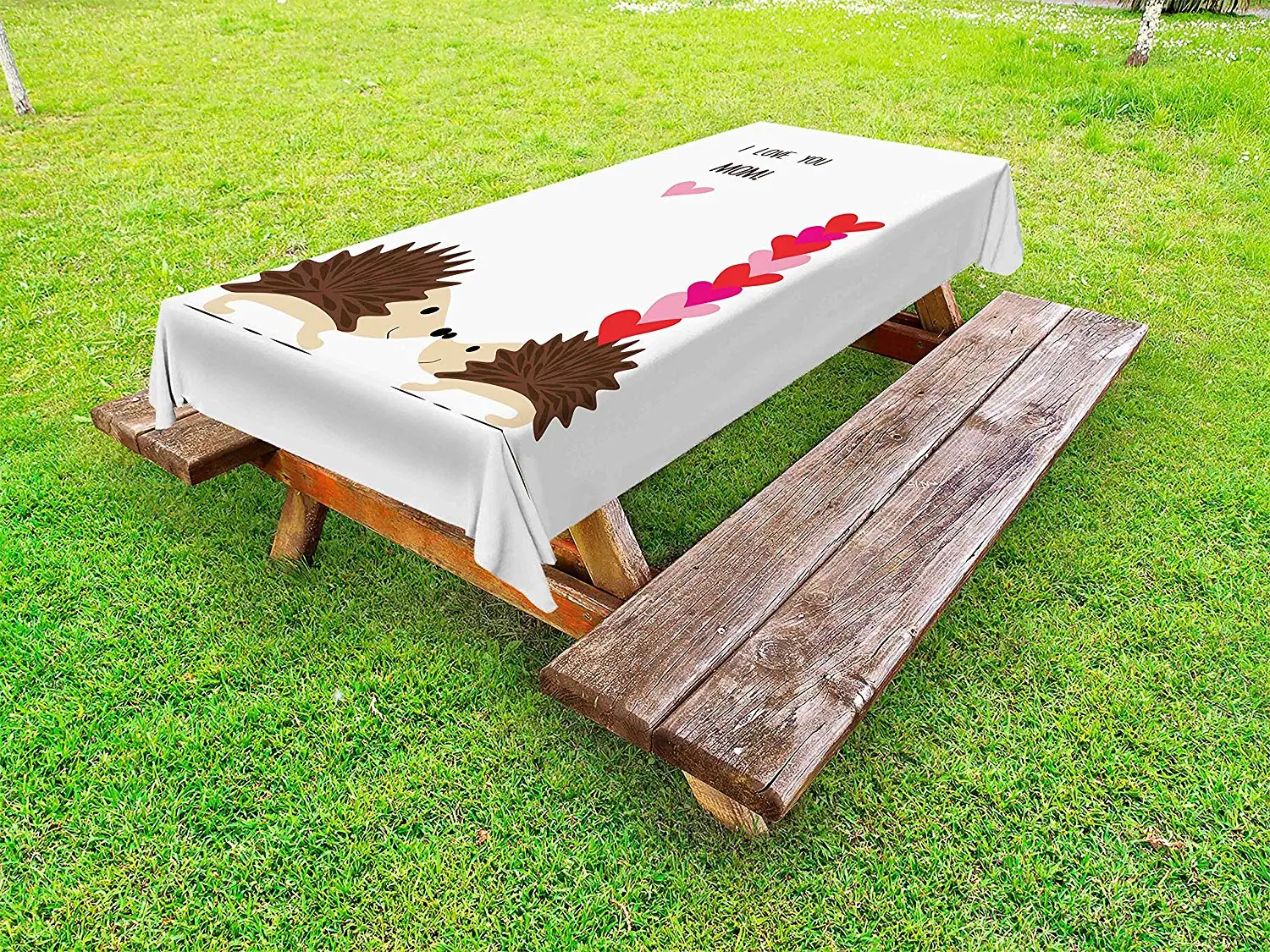 Детская душевая скатерть Ежик семья с мать и ребенок нарисованная вручную I Love You