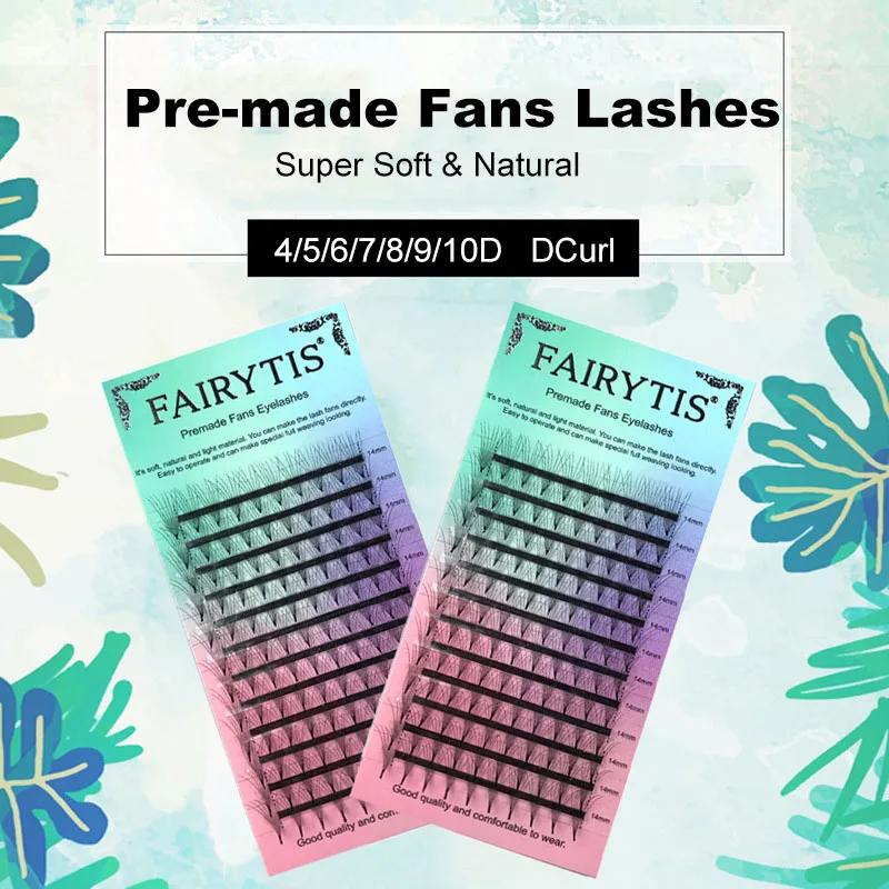 

FAIRYTIS 12 Rows D Curl Eyelash Extension 0.07mm Professional Pre Made Volume Fan Lash Extension Faux Individual Lash Cilia