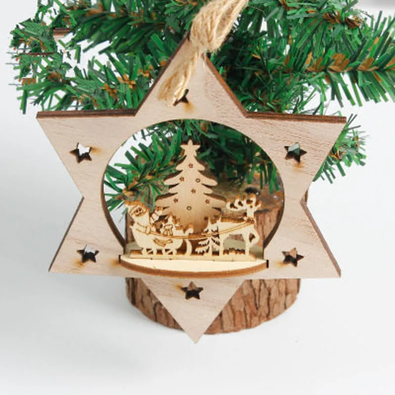 Новые деревянные украшения в виде снежинок деревенская веселая Рождественская
