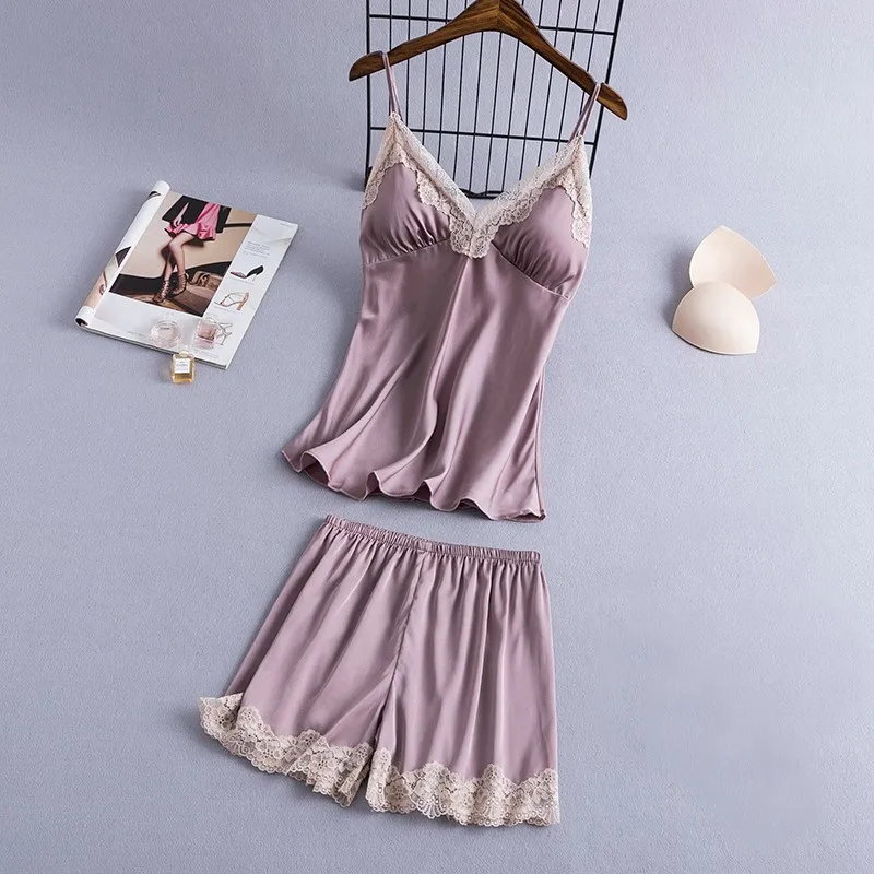 Пикантная кружевная Пижама на бретельках атласная пижама из 2 предметов рубашка