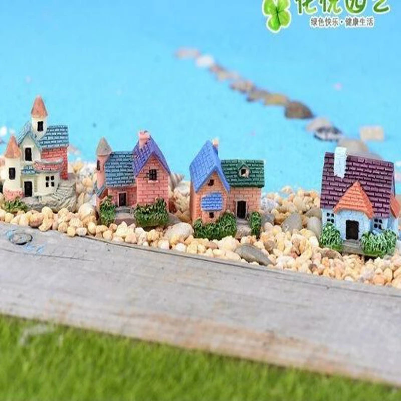 

Микро Пейзаж украшения мини-домик микро бонсай для пейзажа сад вилла DIY модель украшения дома 4 шт