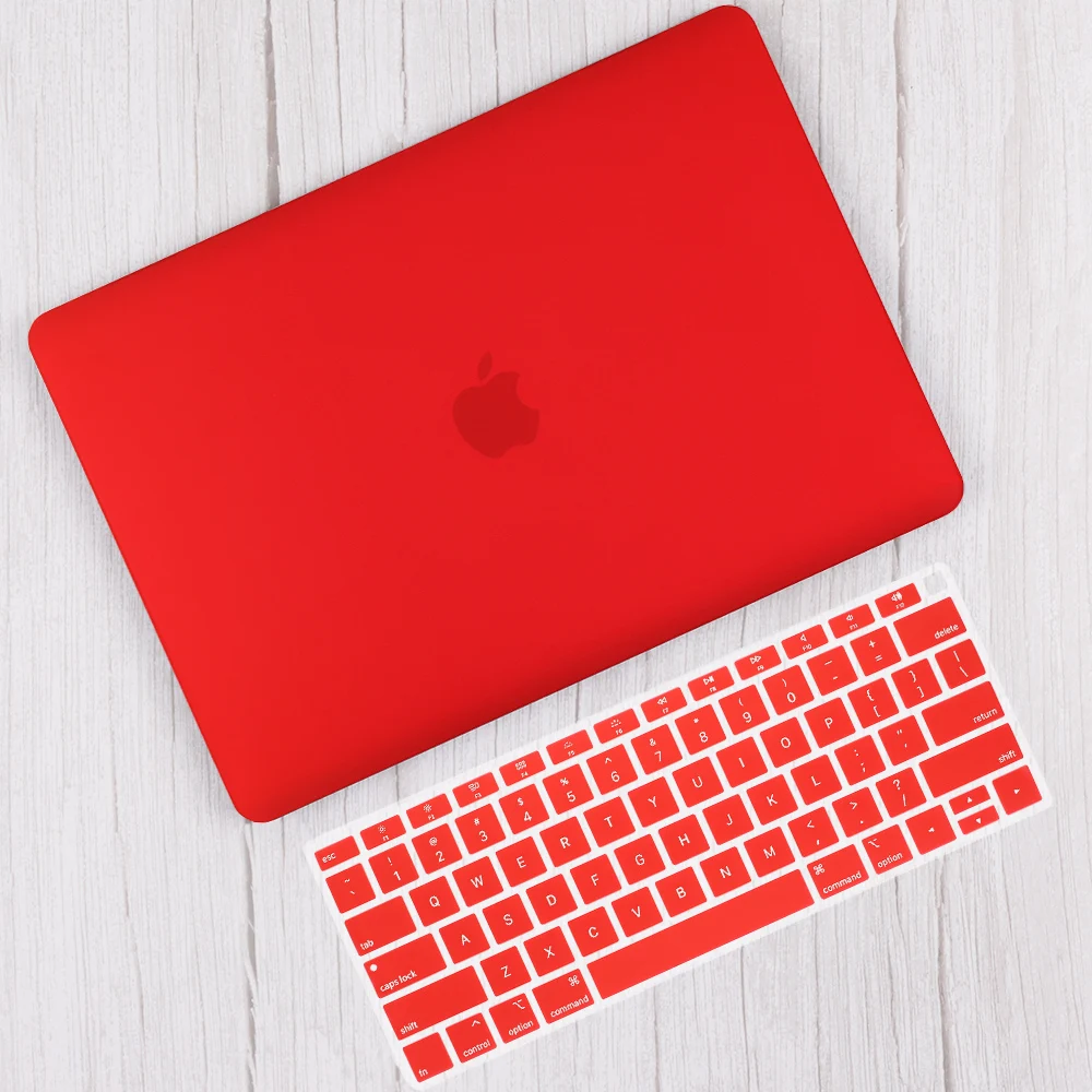 Red Матовый и Кристальный жесткий чехол с клавиатурой для Macbook Pro 13 TouchBar A2159 Air 13 A1932 retina 11 12 13 15" - Цвет: Red