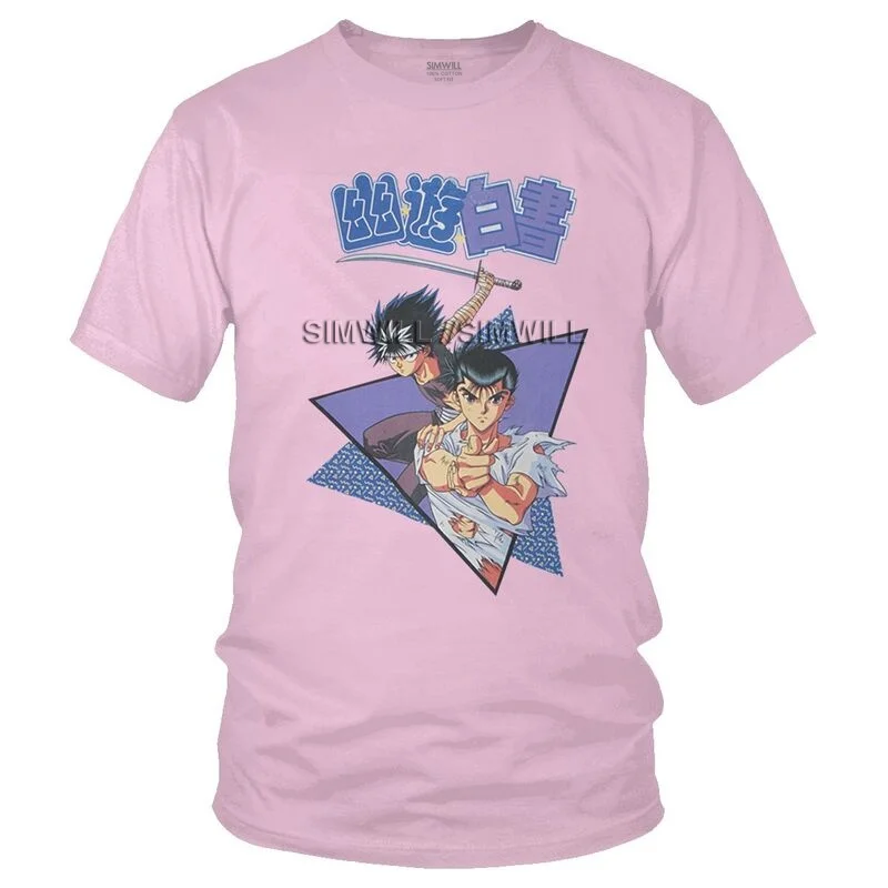 Футболка Yu Hakusho мужская с принтом, хлопковая смешная рубашка с рисунком Аниме Манга, футболка с коротким рукавом Yusuke и Hiei, топ, одежда