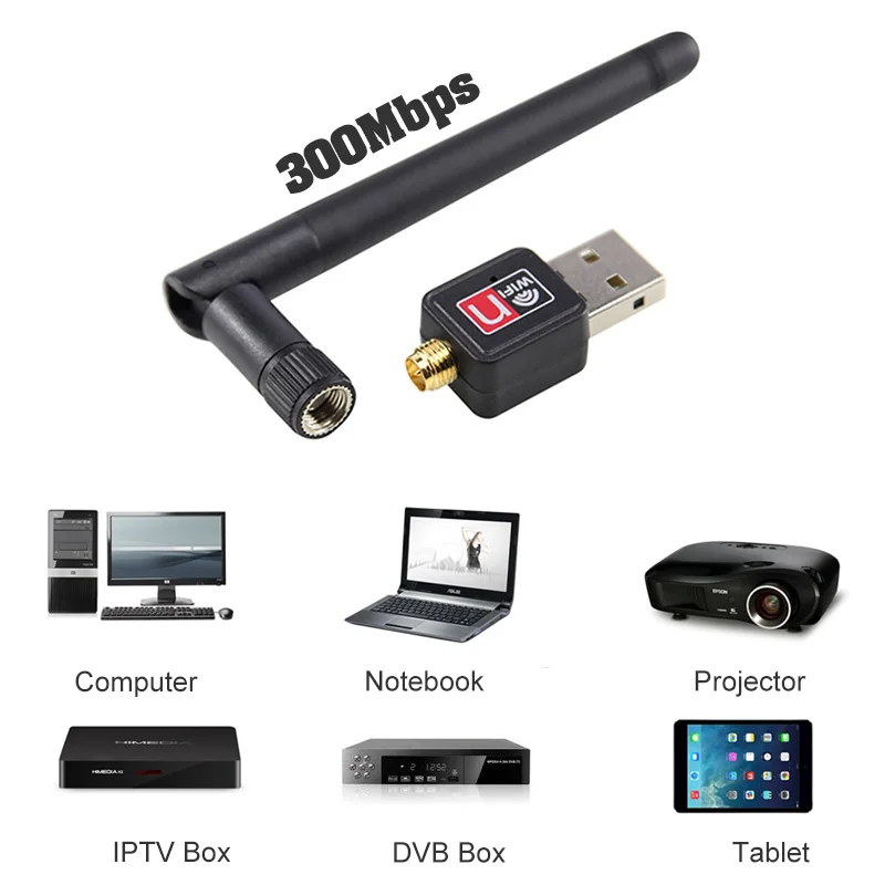 usb wifi adapter ethernet lan wireless 802.11n 300 laptop desktop dongle card antena adaptador 2.4g wi fi receiver wi-fi mini |