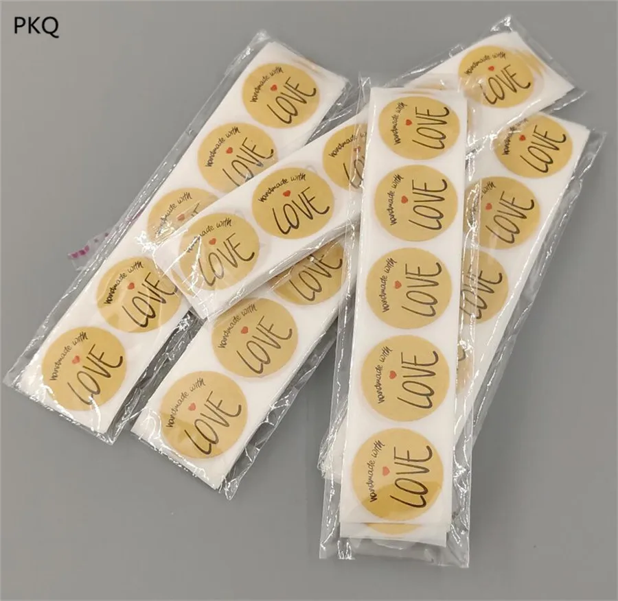 100 шт круглая 2 5 см Крафт ручная работа с любовью пломба наклейка для подарка