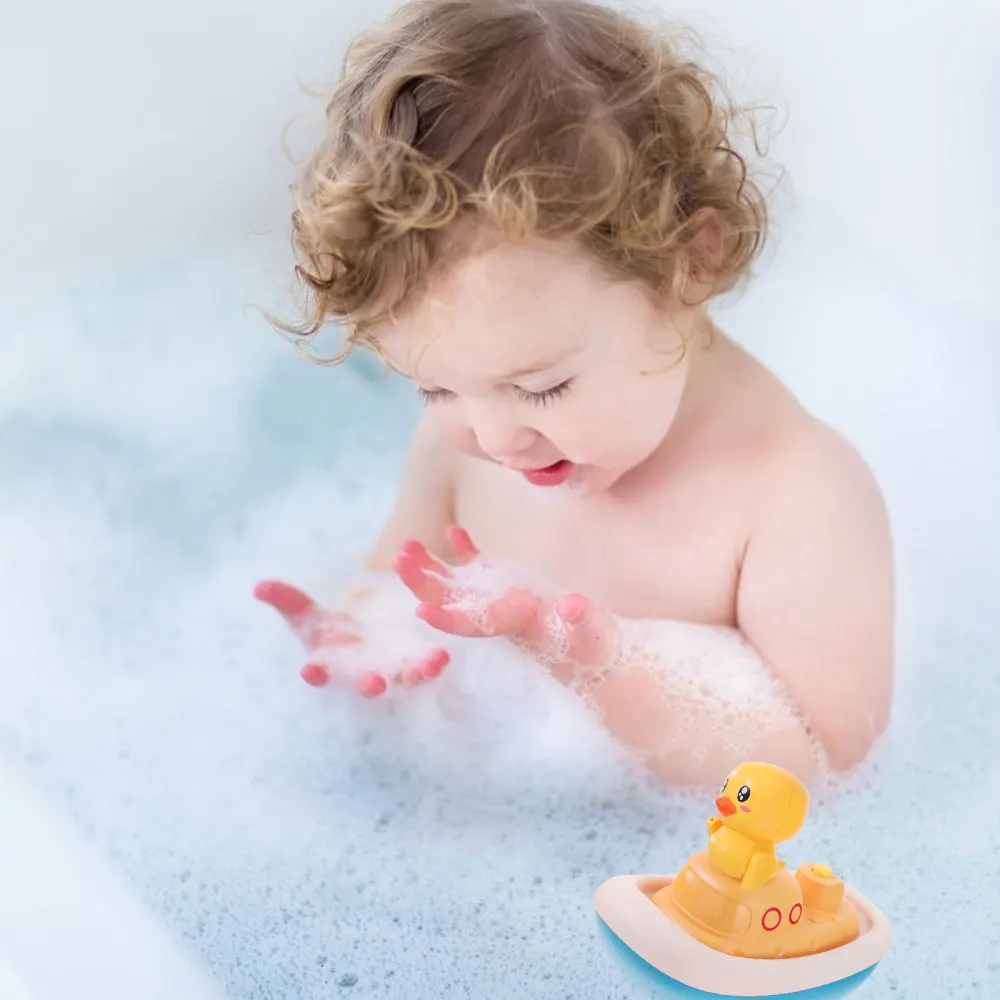 

1 Set Cartoon Duck Boat Bath Interactive Auto Water Spray For Kids Baby