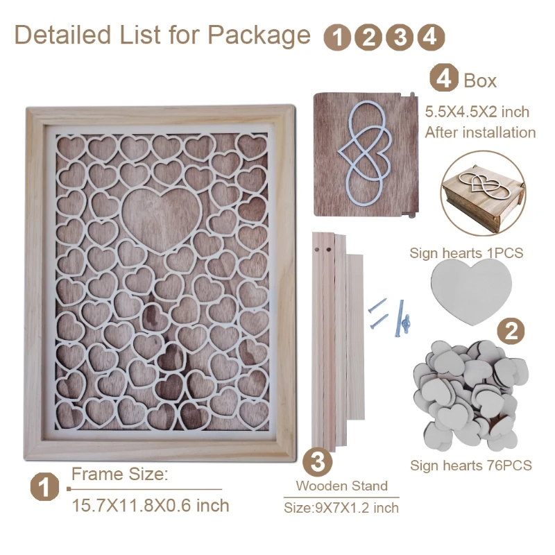 Деревянная индивидуализированная рамка для гостевой свадебной книги