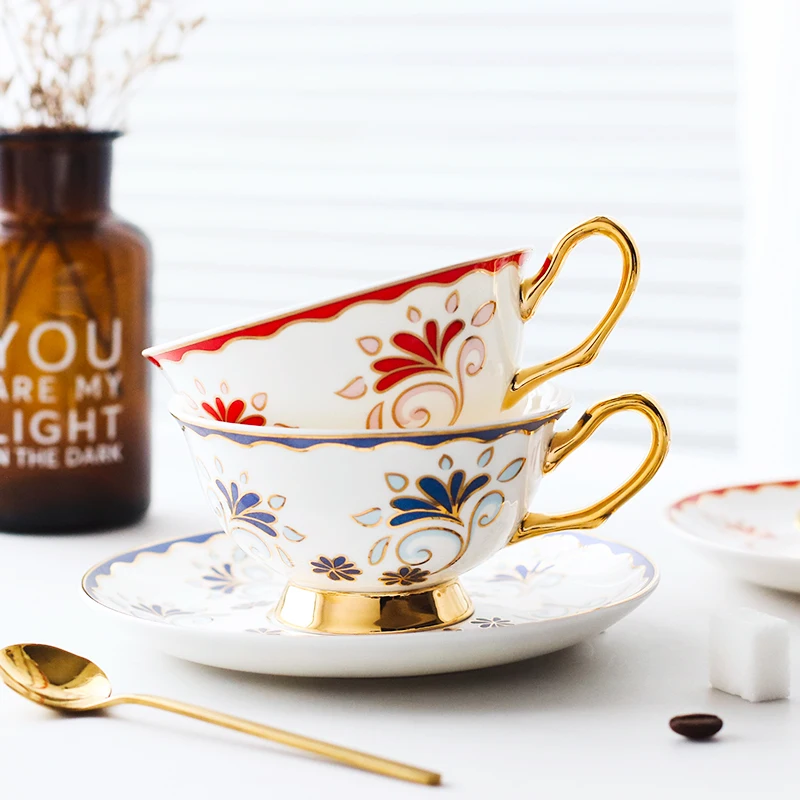 Винтажный Европейский набор кофейных чашек фарфоровые креативные красные