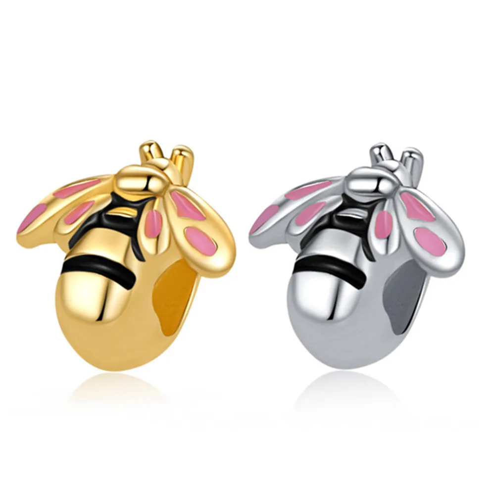 

Золотые и серебряные бусины-подвески в виде пчелы, подходят для оригинального браслета Pandora, Женские Ювелирные изделия, подарки