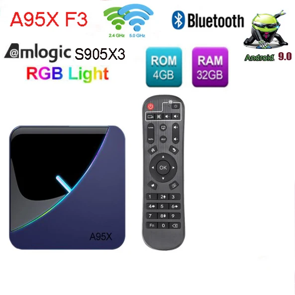 A95X F3 Android 9,0 ТВ приставка RGB светильник последняя Amlogic S905X3 Чип Wifi BT ТВ приставка YouTube 8K Netflix Plex ТВ приставка Смарт ТВ приставка - Цвет: 4G 32G