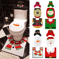 christmas toilet cover set flannel snowman christmas toilet cover floor mat water tank cover paper towel cover three piece set