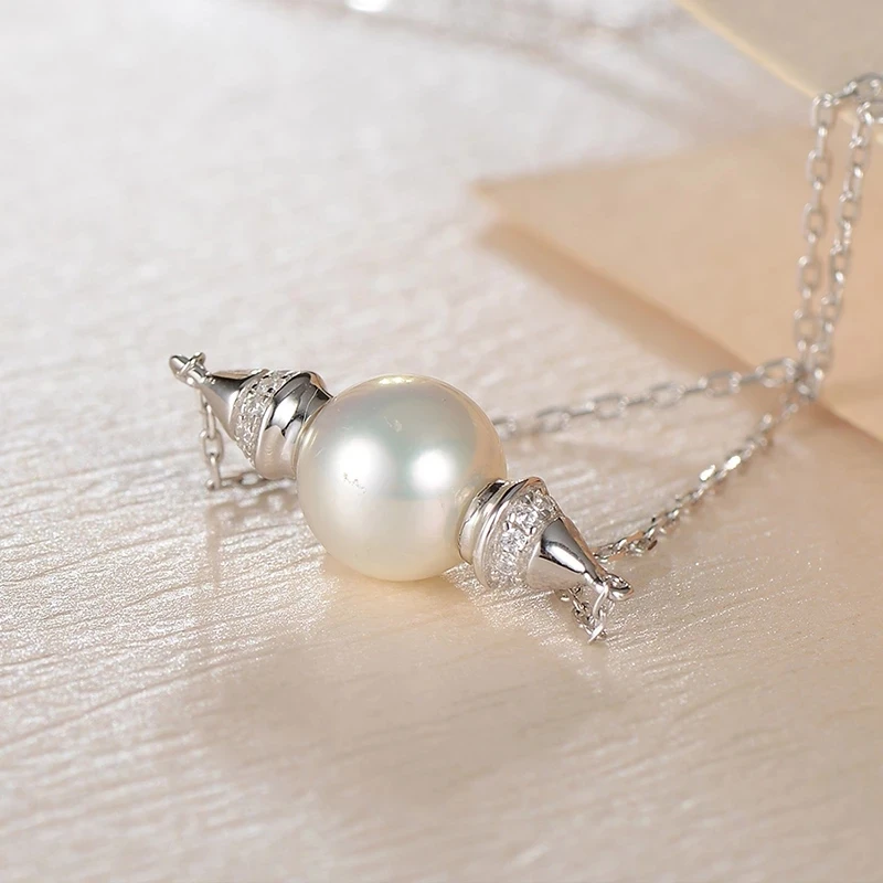 

gN Pearl 925 Sterling Silver Real 7-8mm White Freshwater Round Pearl Pendant Minimalist Necklaces Choker gNPearl Fine Jewelry