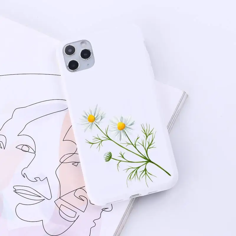 

daisy Flower painting pattern Phone Case Candy Color for iPhone 6 7 8 11 12 s mini pro X XS XR MAX Plus