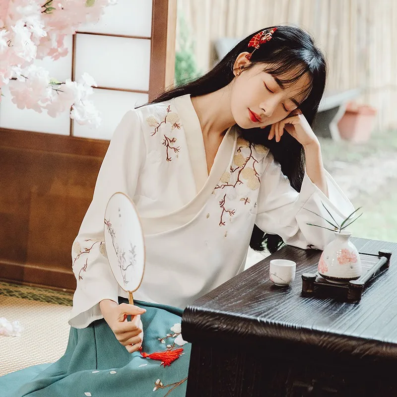 

Chinese Style Retro Traditional Hanfu Woman Japanese Kimono Lady Tang Dynasty Stage Cosply Costume Autumu Dress Dancewear