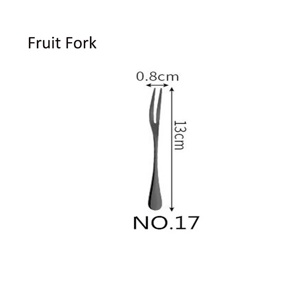NO17 Fruit Fork Обеденный из нержавеющей стали вилка Корея красочные десерт пирог вилка длинная ручка Золотой синий черная Вилка Набор для отеля вечерние Прямая - Цвет: NO17 Fruit Fork