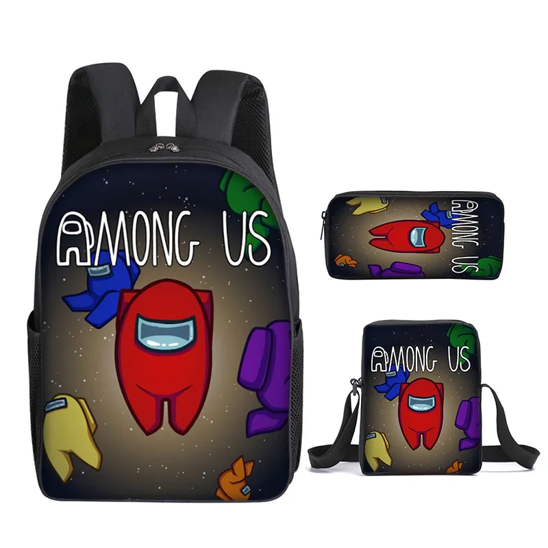 

Children Among Us Game Backpack Bags 3 Pieces Men Women Teenage Boys Girls School Bags Anime Cartoon Backpacks 3D Cosply Print