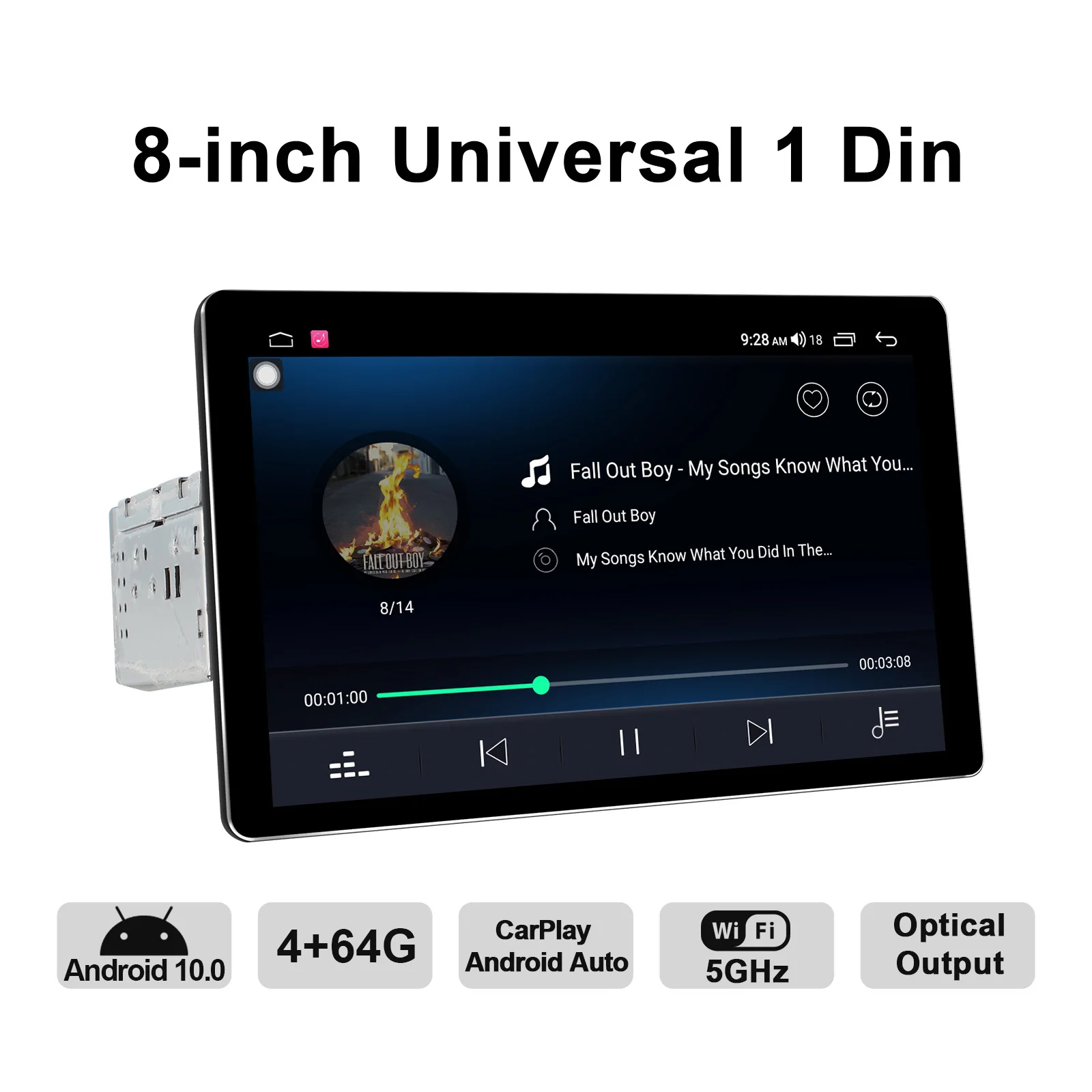 저렴한 안드로이드 10.0 자동차 라디오 8 인치 IPS 스크린 4GB + 64GB IPS 지원 4G/무선 카플레이/빠른 부팅/SWC 범용 스테레오 비디오 플레이어 BT