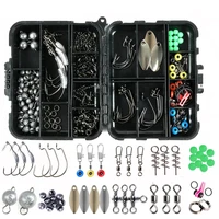 155 pcs fishhook swivel weights connector beads sinker lure box carp kit fishing accessories set tackle