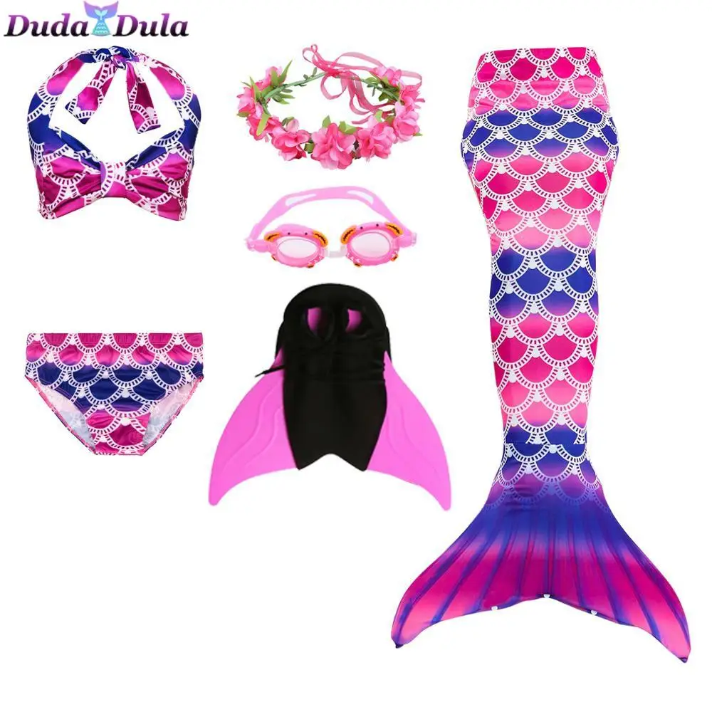 Купальный костюм для девочек с хвостом Русалочки комплект косплея маленького