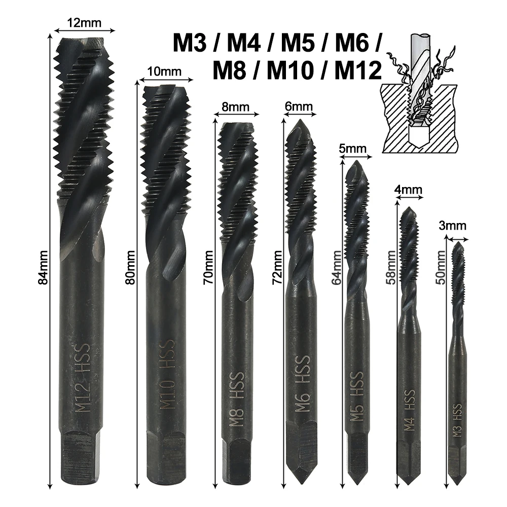 Новые 7 шт. спиральные ручные резьбовые винтовые точечные метрические сверла M3 M4