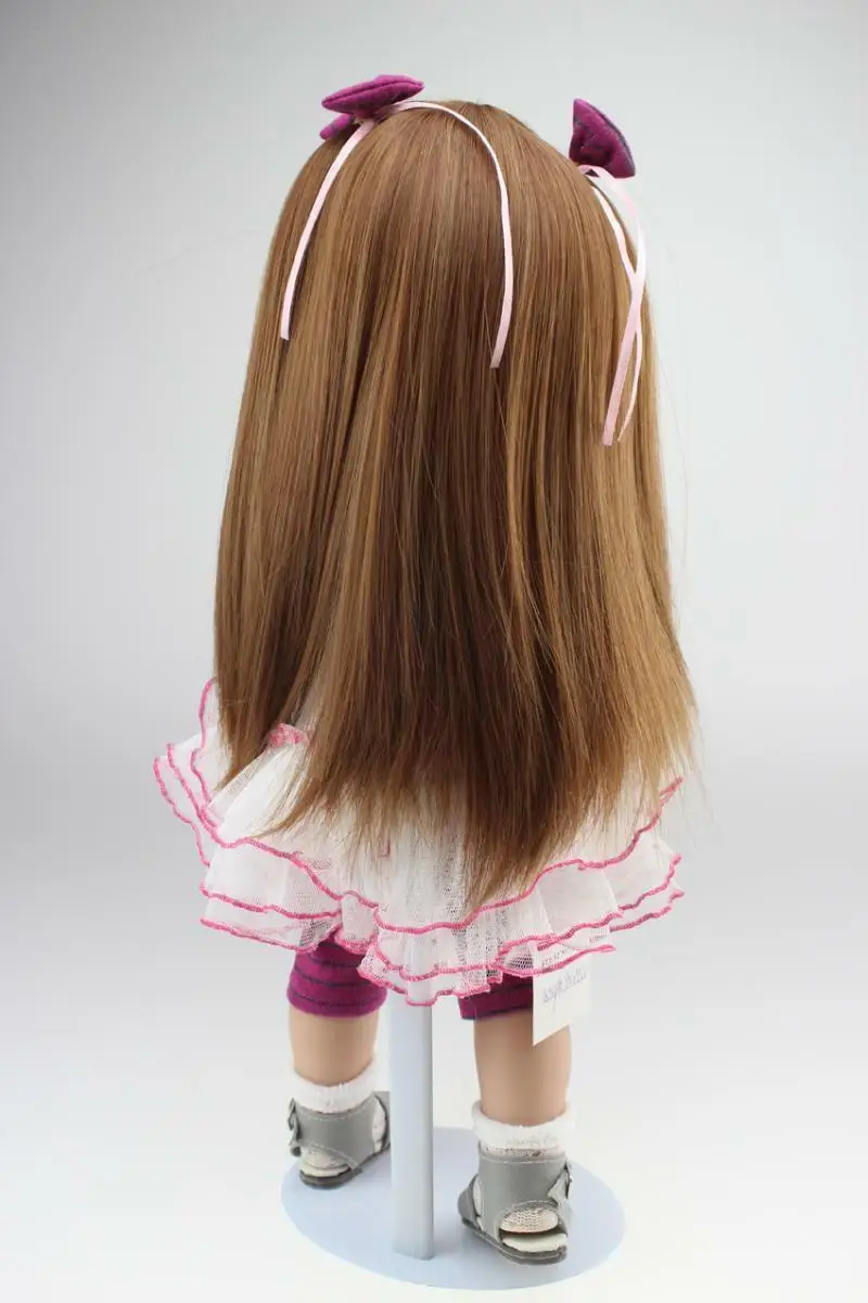 Реалистичная силиконовая кукла реборн для девочек 18 дюймов с длинными волосами