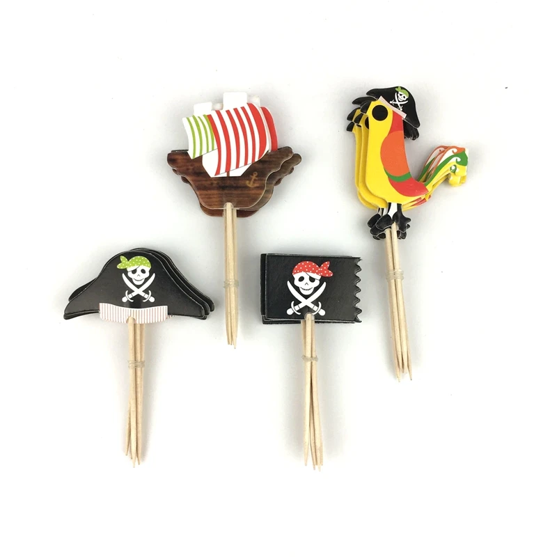 24 шт./лот пиратские Мультяшные бумажные обертки для капкейков топперы детской