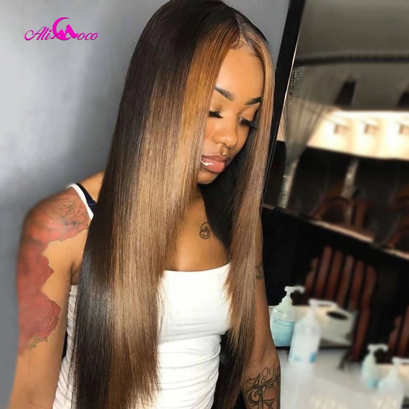 Ali Coco яркие цветные человеческие волосы парики предварительно выщипанные на