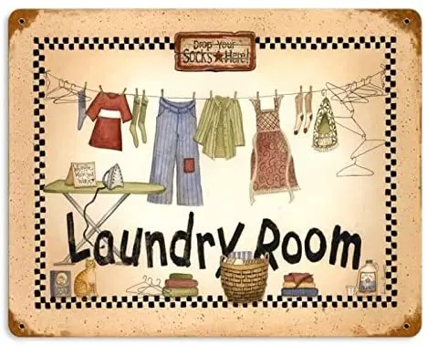 Metal Signs Retro Laundry Room Room Wall Plaques Plate Tin Sign Home Decor