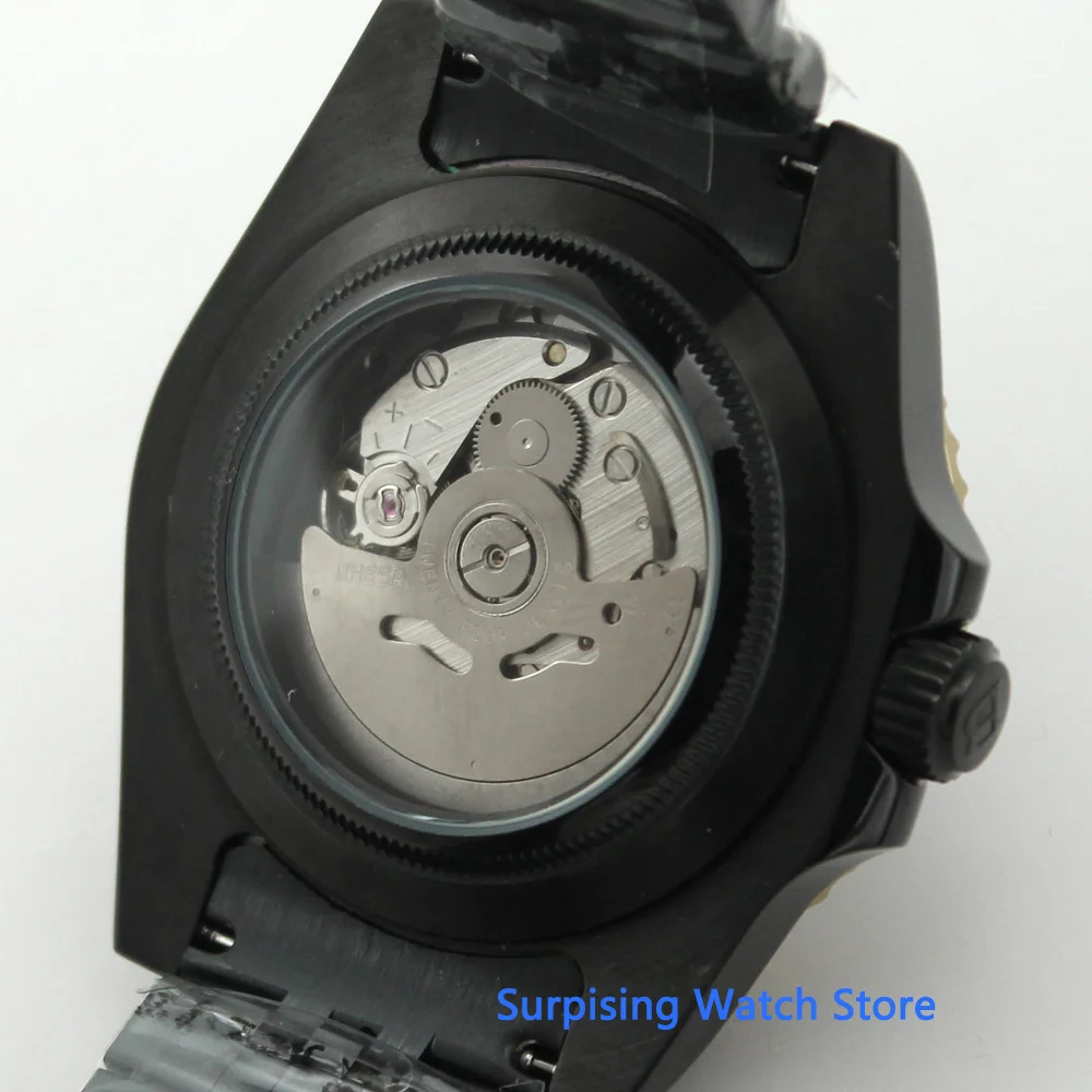 

Bliger 40mm Black Dial Men's Mechanical Watch Black PVD Case Top Luxury Sapphire Glass Luminous NH35 Movement Automatic Watch