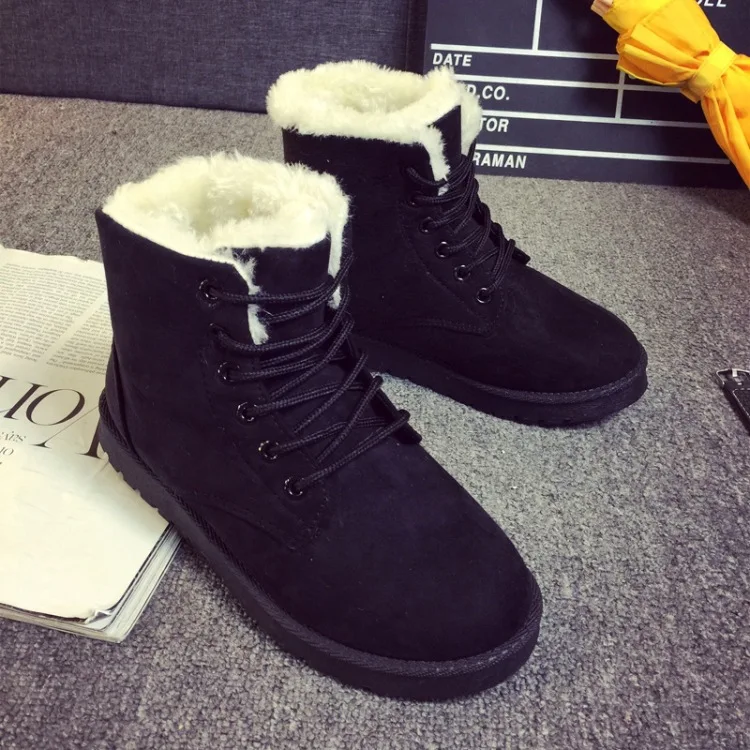 

2021 New Autumn and Winter Lace-up Snow Boots, Flat Cotton Shoes and Velvet Warm Short Boots Boots for Women