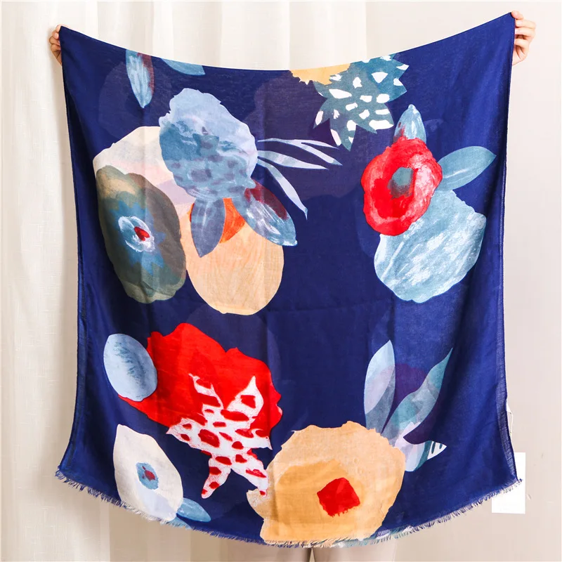 

Autumn and winter women's Fashion cotton material silk scarves New style Print Cotton scarf Luxury brand lady Sunscreen shawl