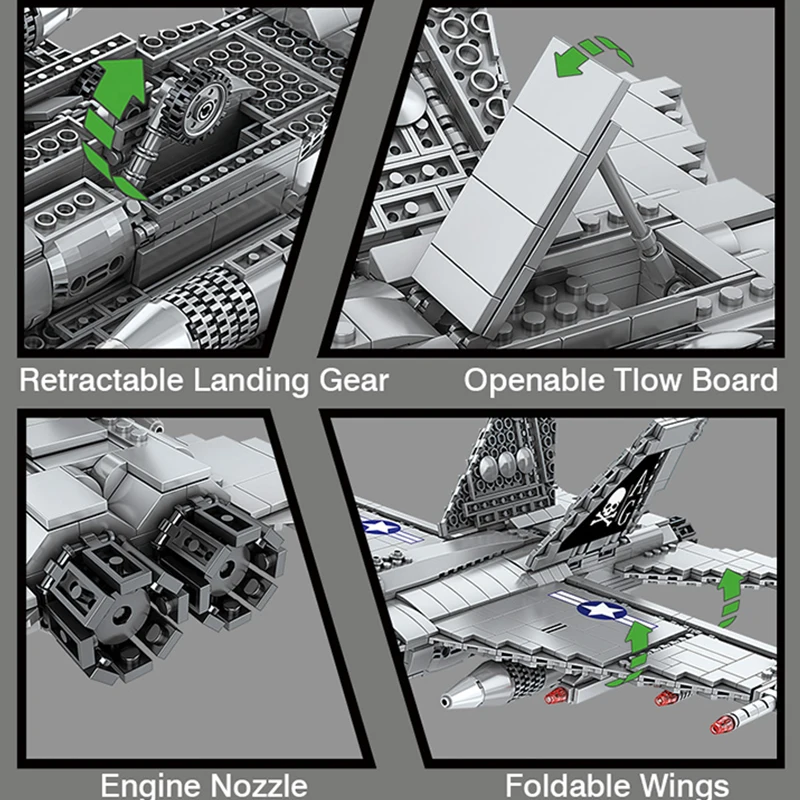 

New High-tech Creator Air Force Weapons Series Building Blocks Fighter Plane Aircraft Bricks Toys Birthday Gift For Boyfriend