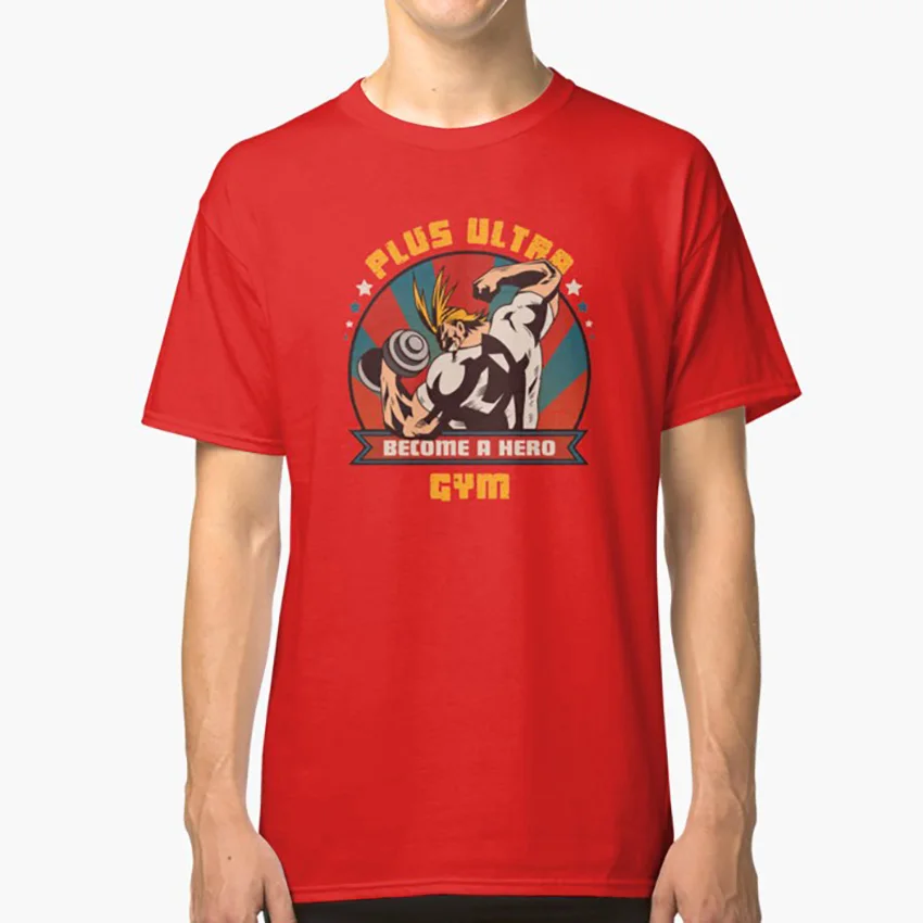 Красный Футболка hero Academy Plus Ultra Gym all might boku no hero Academy bnha mha plus ultra oru maito Аниме Манга отрицательное пространство - Цвет: Красный