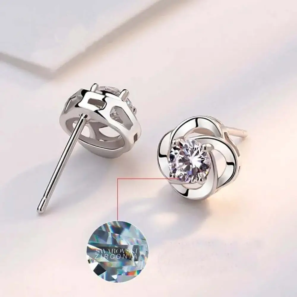 Посеребренные серьги с четырехлистным клевером lucky Простые Модные из