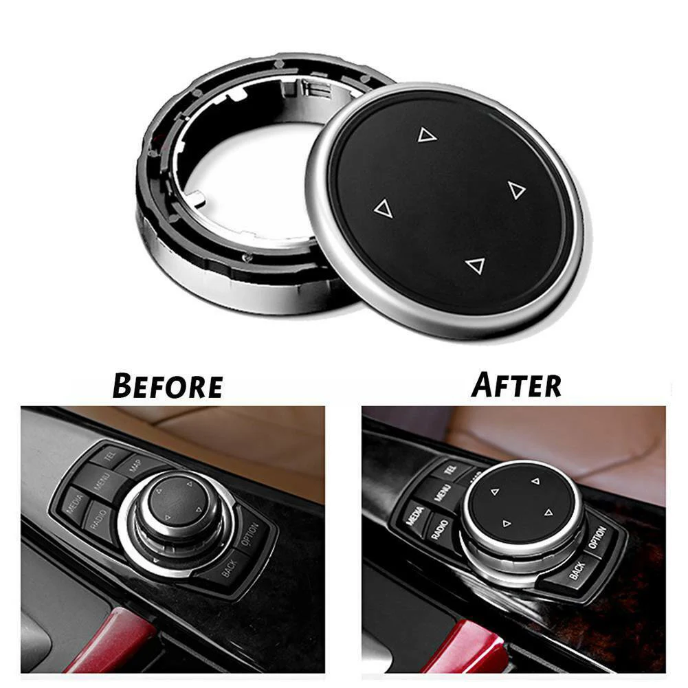 

Black Multimedia knob cover Replacement 1pcs Accessory Black+Silver Button