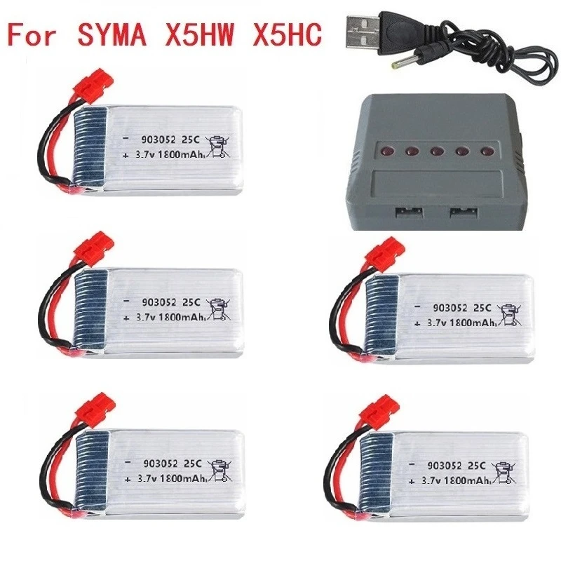 

3.7v 1800mAh Rechargeable Battery for KY601S SYMA X5 X5S X5C X5SC X5SH X5SW 903052 3.7v Lipo battery and charger