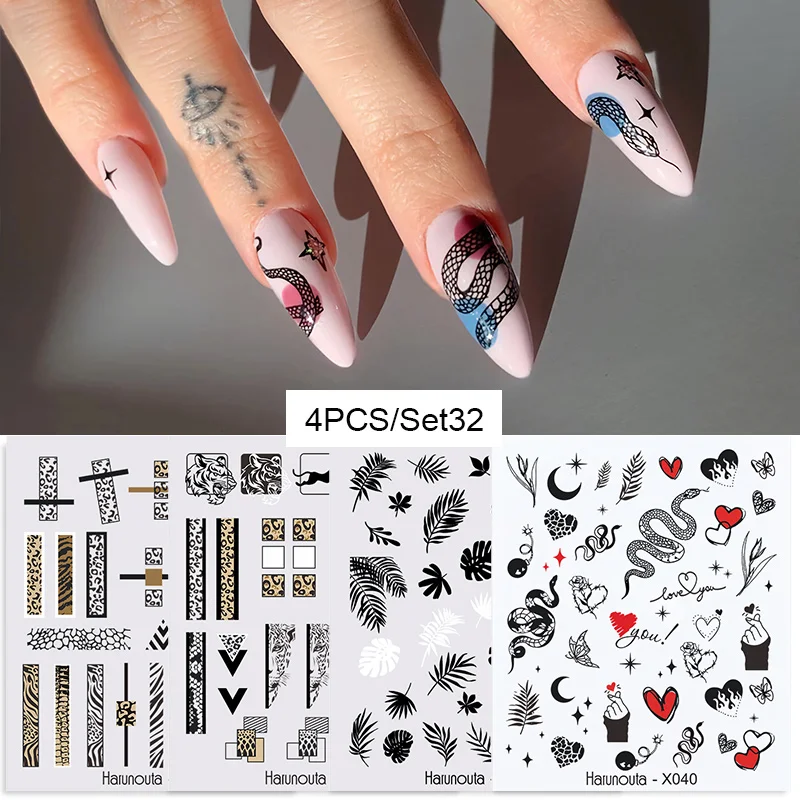 3D Наклейки для дизайна ногтей в виде змеи цветок Бабочка переводные наклейки