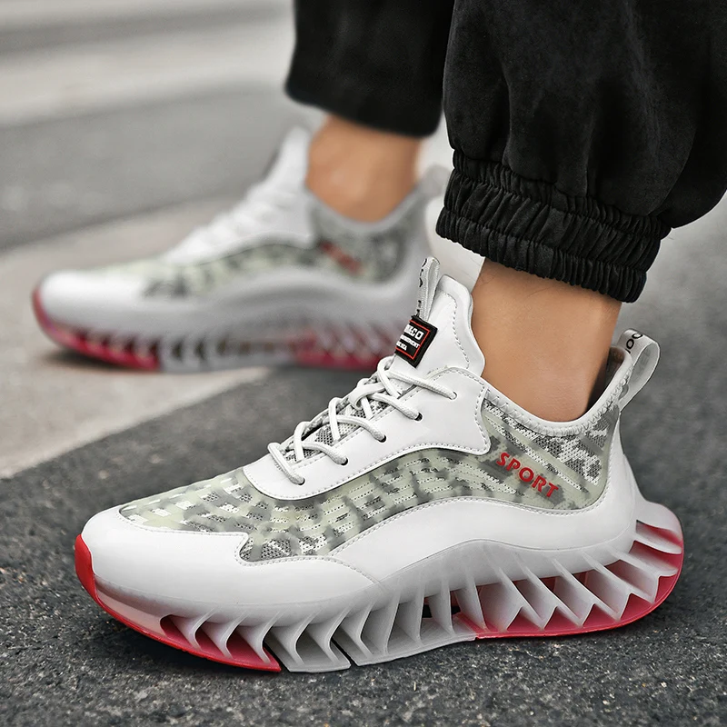 

Reflective Blade Men's Sneakers White Black Running Shoes for Men Non-Slip Male Athletic Shoes Outdoor Sports Jogging Trainers
