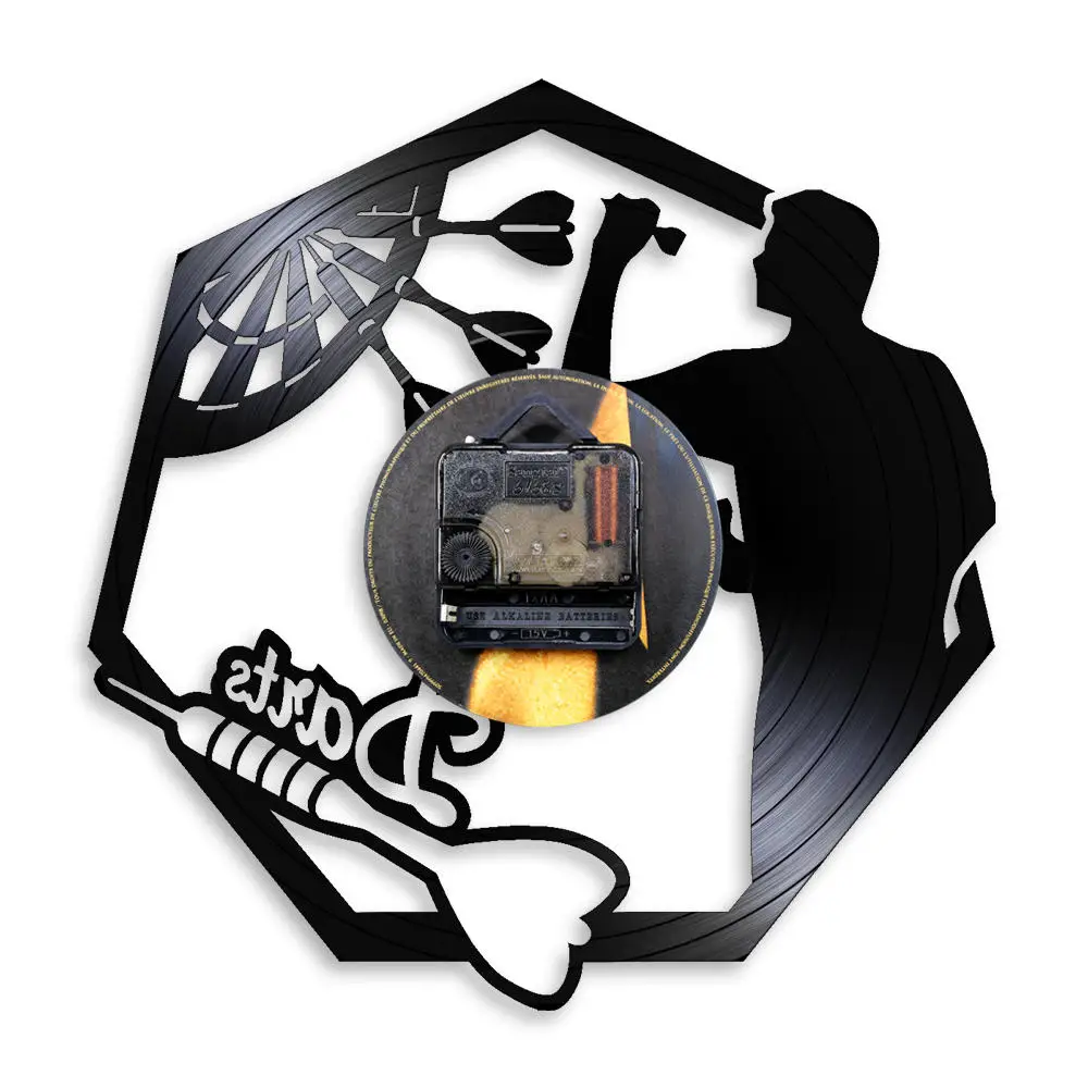 Дротика настенные художественные виниловые часы мужская пещера Паб Клуб игровая