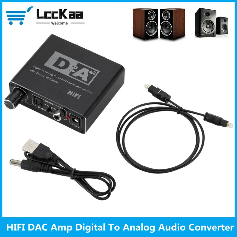 

LccKaa HIFI DAC Amp Digital To Analog Audio Converter Decoder 3.5mm AUX RCA Amplifier Adapter Toslink Optical Coaxial Output DAC
