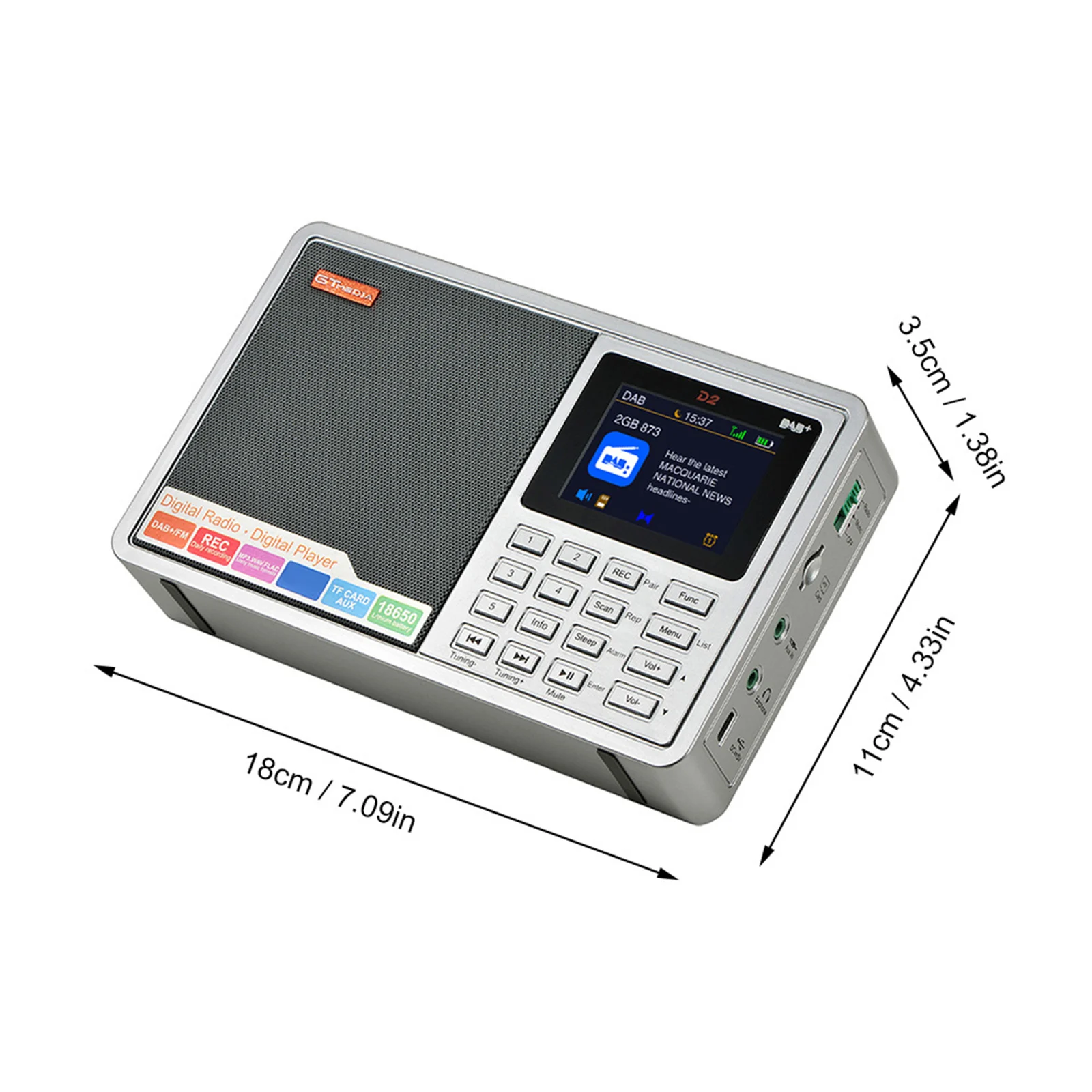 GTMEDIA D2 Портативный радиостанция DAB цифровой FM радио Bluetooth Динамик AUX в слот для