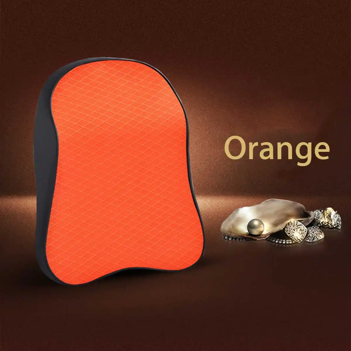 Orange 3D Memory Foam Car Neck Pillow Head Rest Soft Breathable Seat Headrest Pad Neck Rest Seat Headrest Accessories Massage Cushion - Color: Orange