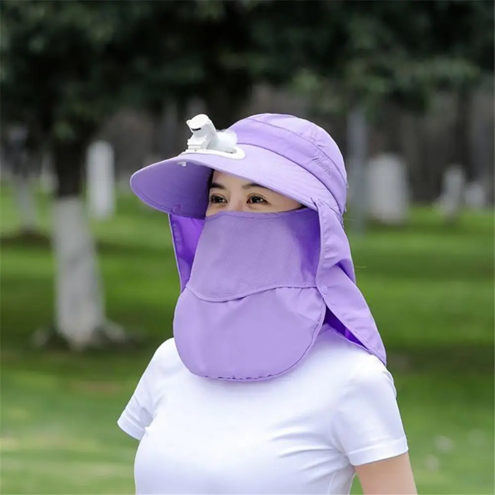 

Wide Brim Sunscreen Hats With Fan Face Neck Cover For Outdoor Fishing Sports