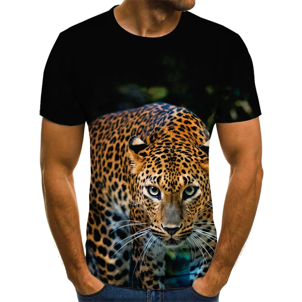 Новая универсальная мужская футболка с принтом животного модный топ коротким