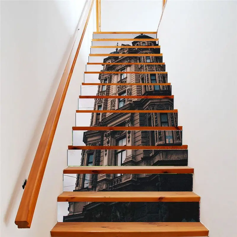 

13Pcs/Set DIY 3D Classic Style Building Picture Stairs Stickers Fall Floor Wall Decor Decals Sticker Home Decoration July239