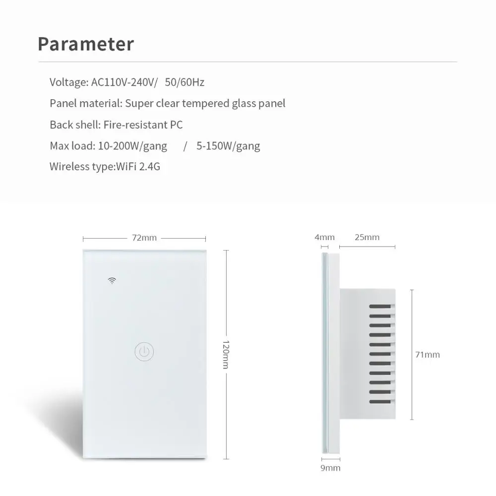 Американский стандарт Wi Fi выключатель света Apple Homekit умный светильник ель 10 А