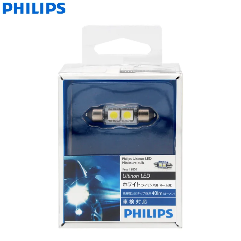 

Philips Ultinon LED Fest 36mm 37mm 38mm C5W Festoon 12859 6000K Cool White 2x LED Chips Car Turn Signal Interior Light (Single)