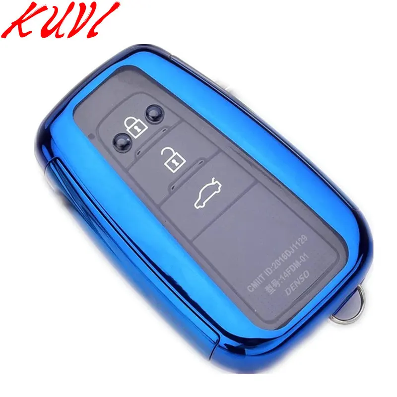 blue Мягкий чехол для ключей автомобиля из ТПУ, брелок для Toyota Camry Corolla C-HR CHR Prado, защита для ключей, автомобильный стиль - Название цвета: blue