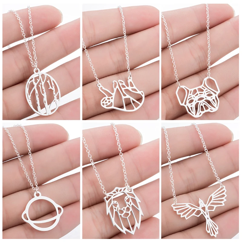 Sasusp и рисунком в виде птичек оригами собаки Лев Орел животное ожерелье для женщин