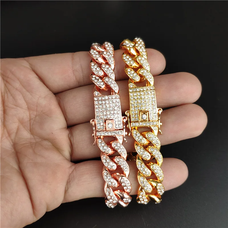 

Hip Hop Punk Alloy Rhinestones Bracelet Men Women Gold Silver Rose Gold Personality Accessories Jewelry Gift For Cool Boy Men